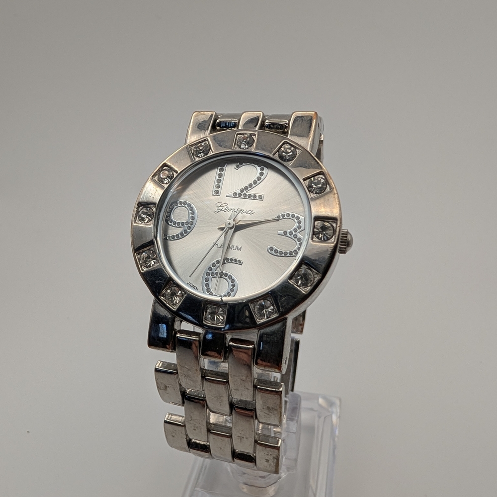 Silver Watch with Crystal Accents